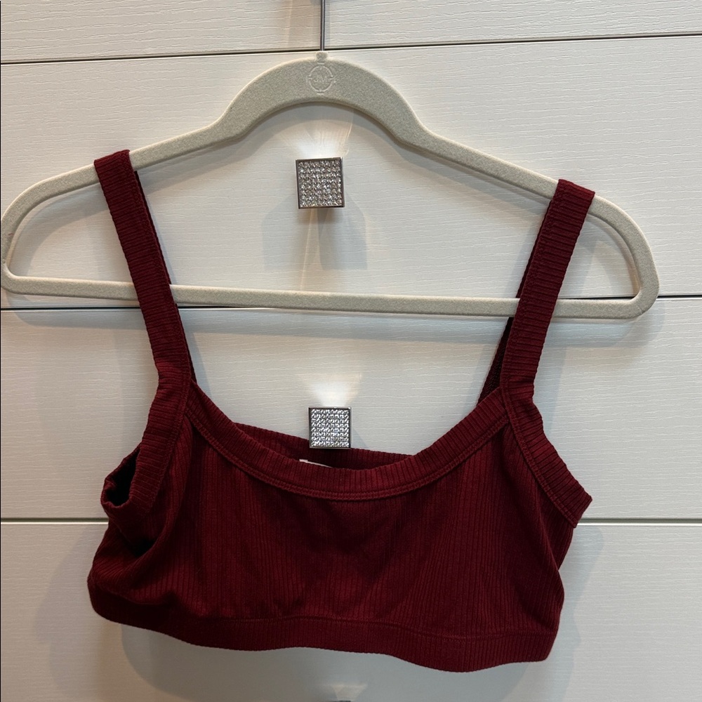 Reformation Deep Red Ribbed Top